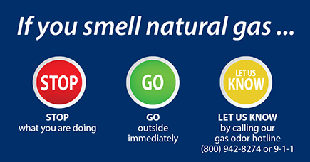 If you smell natural gas: Stop. Go. Let us know.