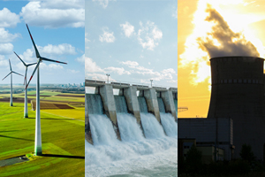 Wind, hydro and nuclear energy sources
