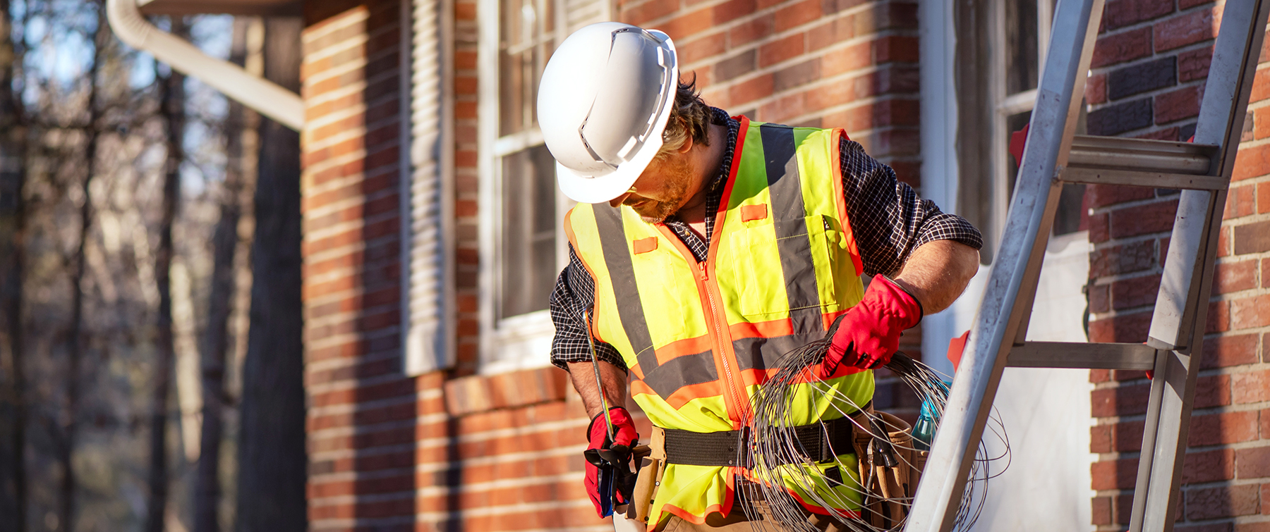 Electrical contractor working outside